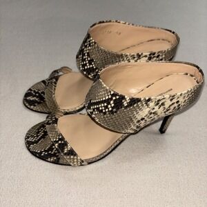 Brenda Zaro Snakeskin Embossed Leather double-strap heeled Sandal Size 40 US 9.5
